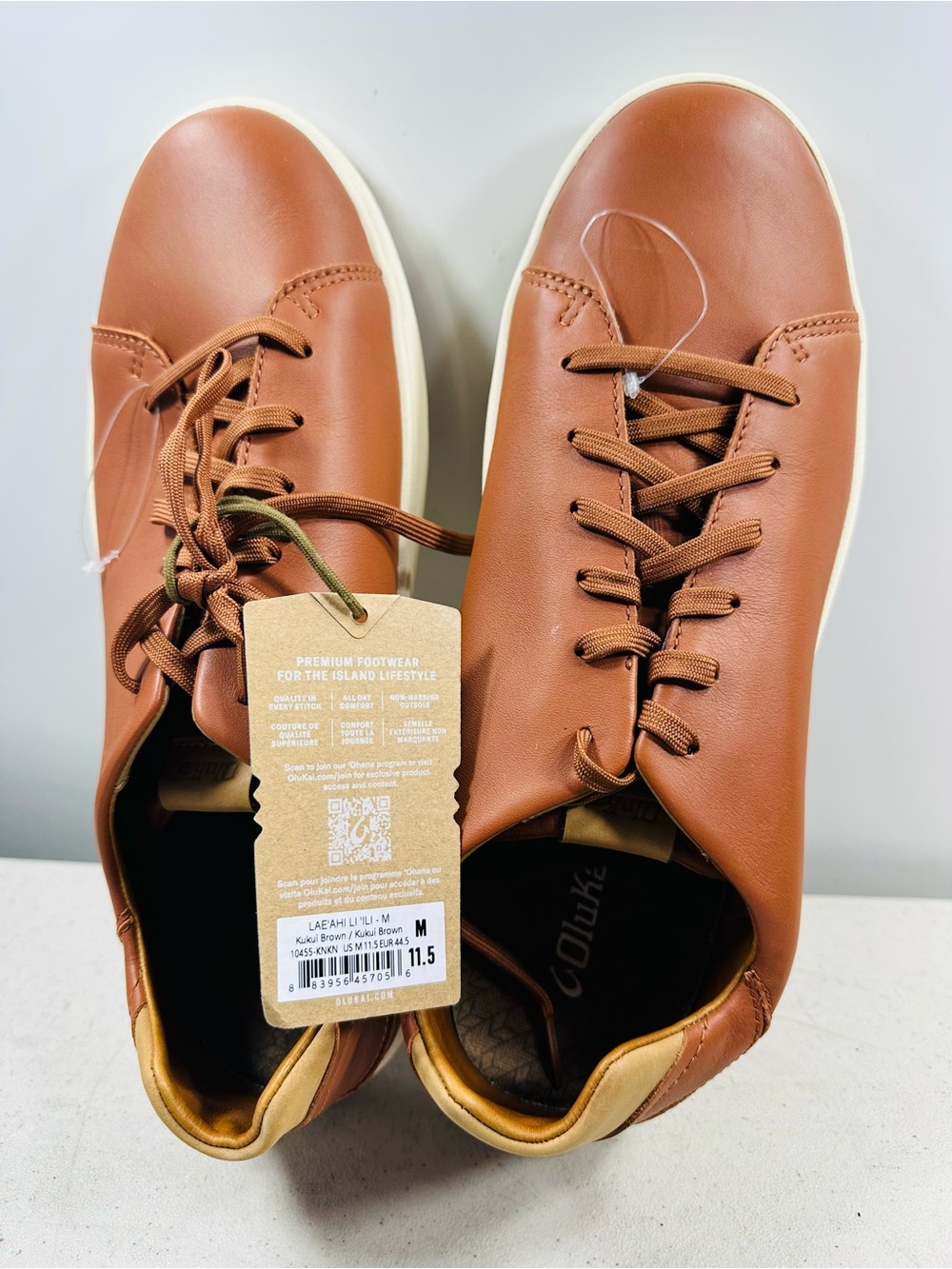 OluKai Lae‘ahi Lī ‘Ili Men’s Waterproof Leather Sneakers Kukui Brown 11.5 US - Picture 5 of 6